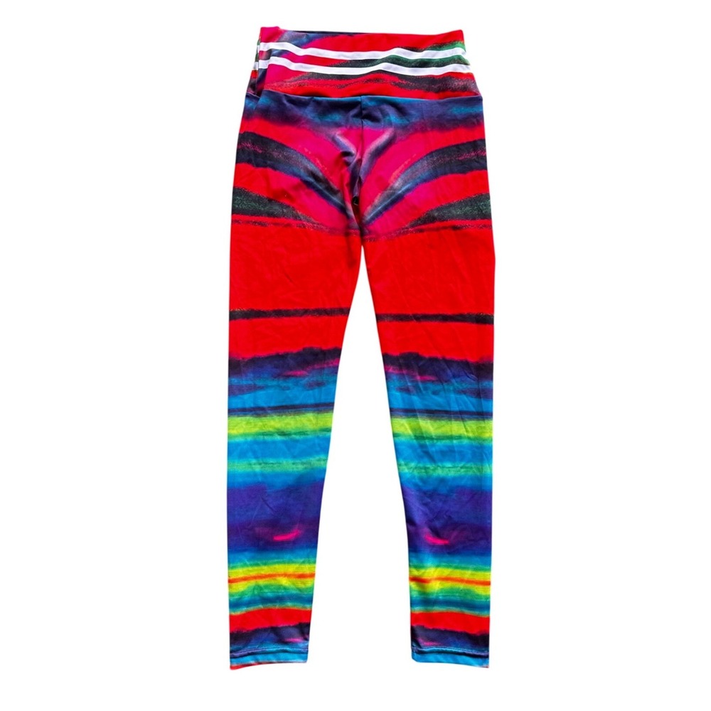 Rainbow‎ Tie Dye High Waist Leggings Multi Color Striped Yoga Pants Activewear
